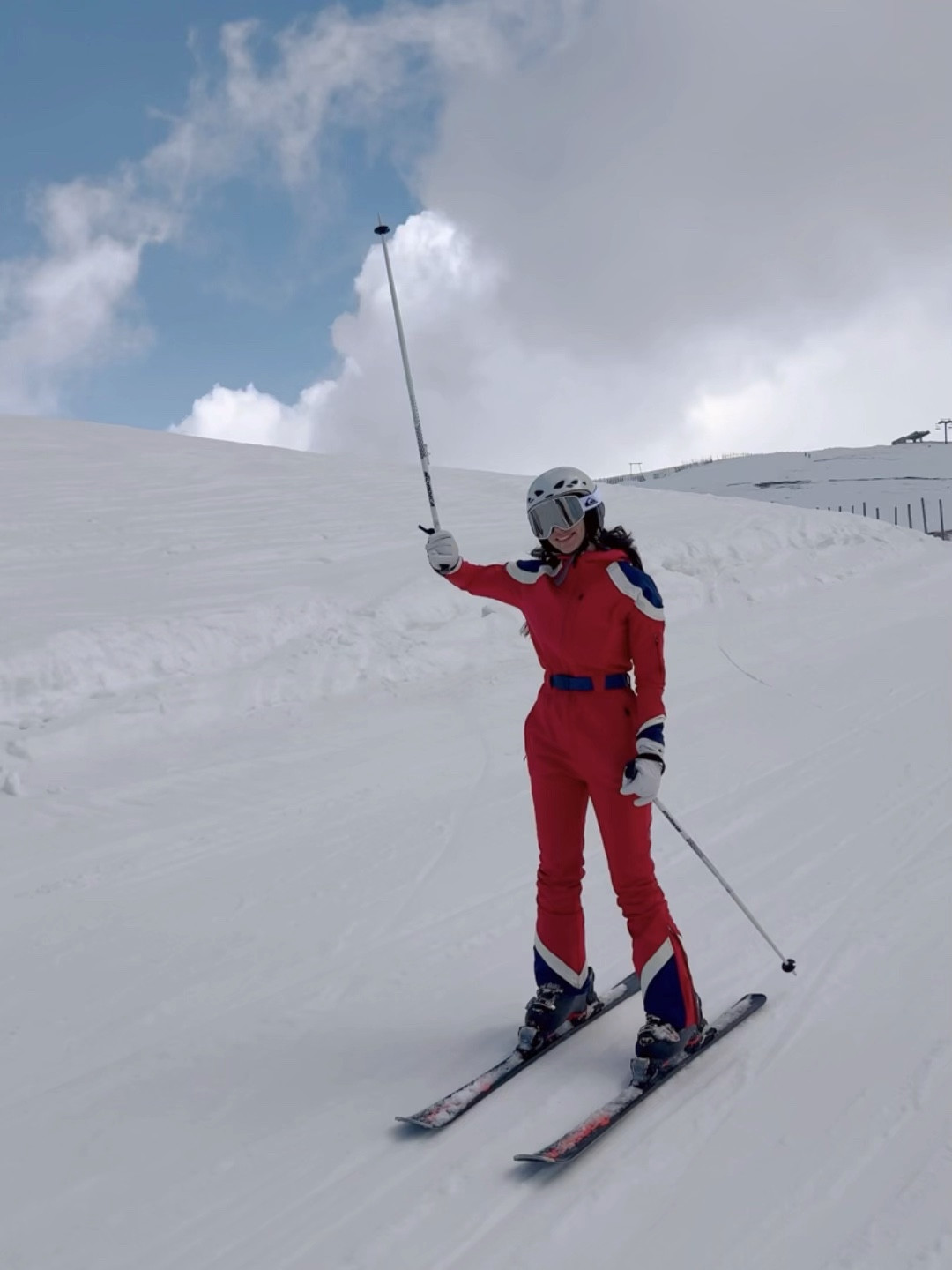 Ski suit, red ski suit, ski, ski gear. I am wearing the suit size large, gloves are 7.5 but I should have gotten an 8.

#LTKSeasonal #LTKstyletip