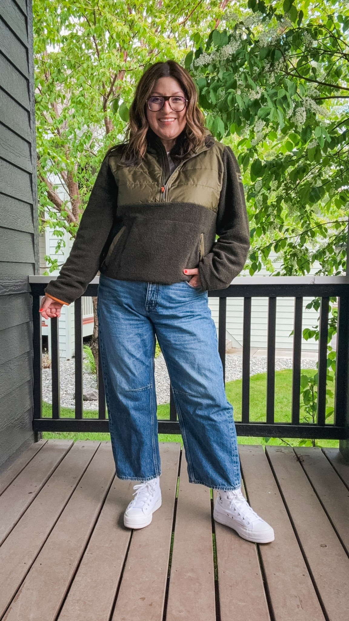 Today’s ootd:
Prana quarter zip hooded pullover (XL)
Madewell barrel leg jeans (31)
Converse platform high tops 

#LTKSummerEdit #LTKOver40 #LTKMidsize