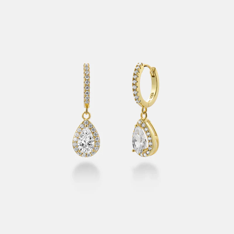 Amara Teardrop Pavé Gold Vermeil Huggies | Victoria Emerson