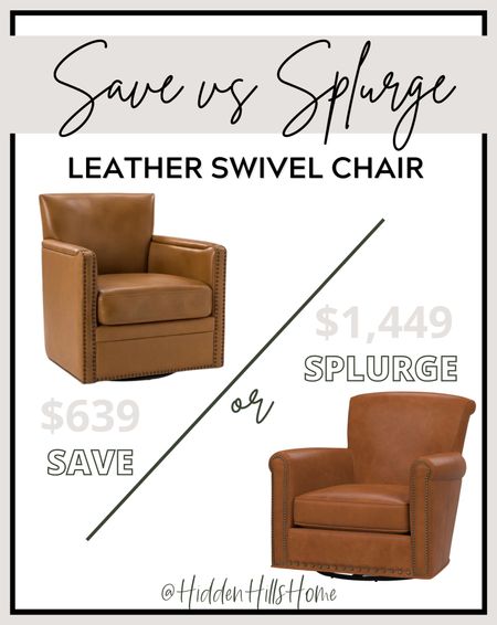 Leather swivel chair, Irving Roll Arm Swivel Chair dupe, accent chair dupe, home decor dupe, save vs splurge home decor #homedecor #dupe 

#LTKsalealert #LTKhome