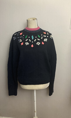And & other stories sweater wool blend blue medium embellished beaded | eBay US