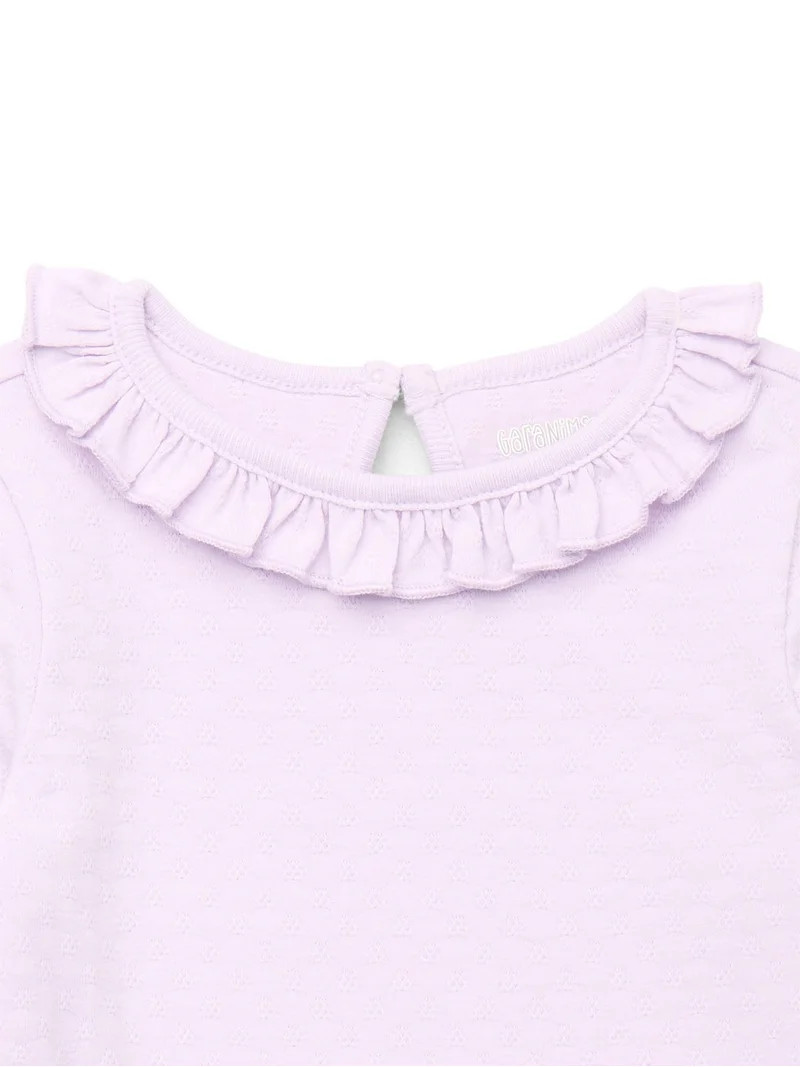 Garanimals Baby Girl Lettuce Edge Bodysuit with Long Sleeves, Sizes 0-24 Months | Walmart (US)