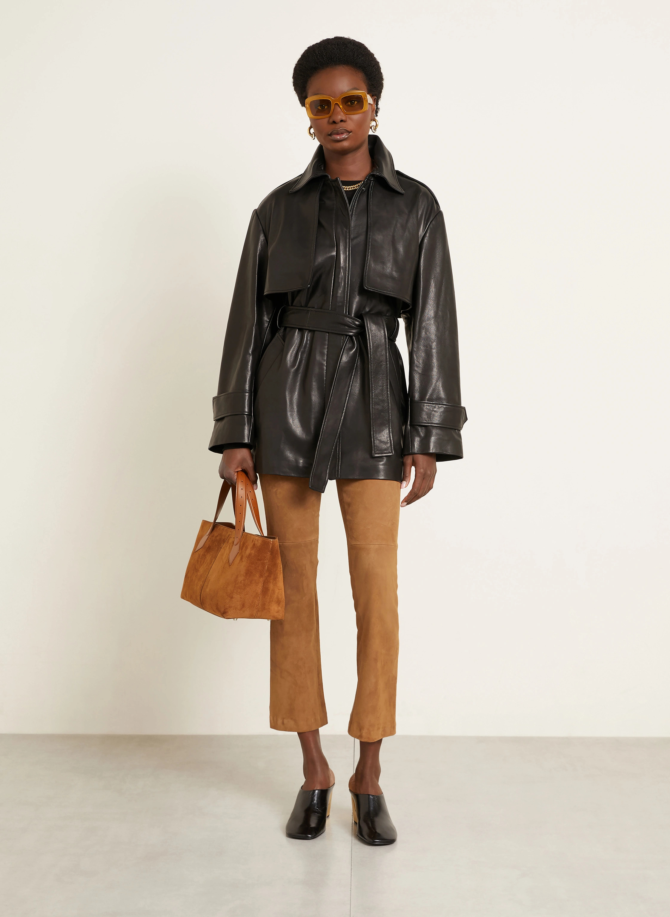 NOUR HAMMOUR Trench-Jacke PRIYA aus Leder in schwarz | Breuninger (DACH)