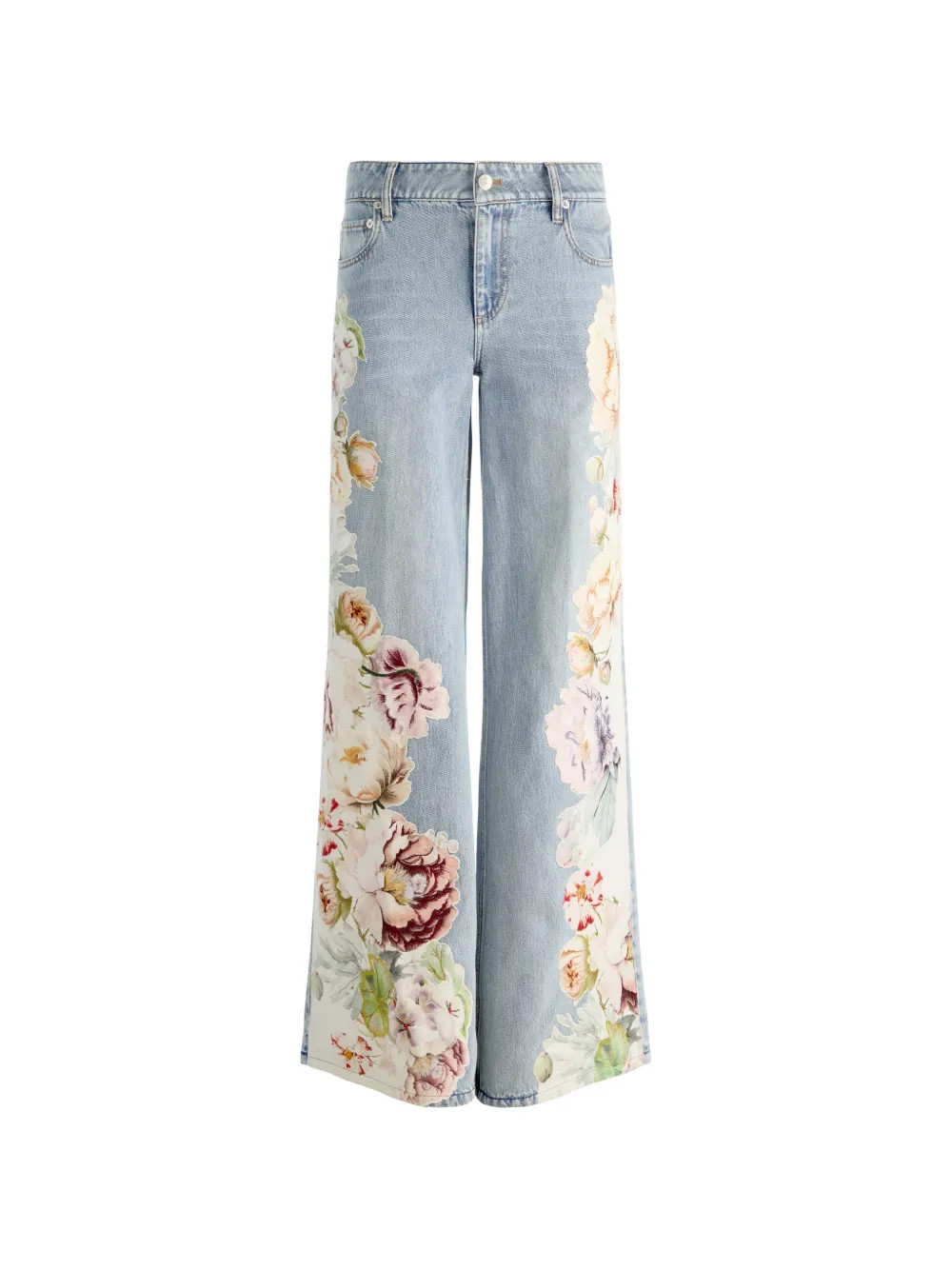 alice + olivia Amazing floral-print jeans - Blue | Farfetch Global