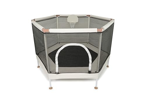 Kids Trampoline, Aesthetic Indoor and Outdoor Toddler Trampoline with Safety Net, Basketball Hoop... | Amazon (US)