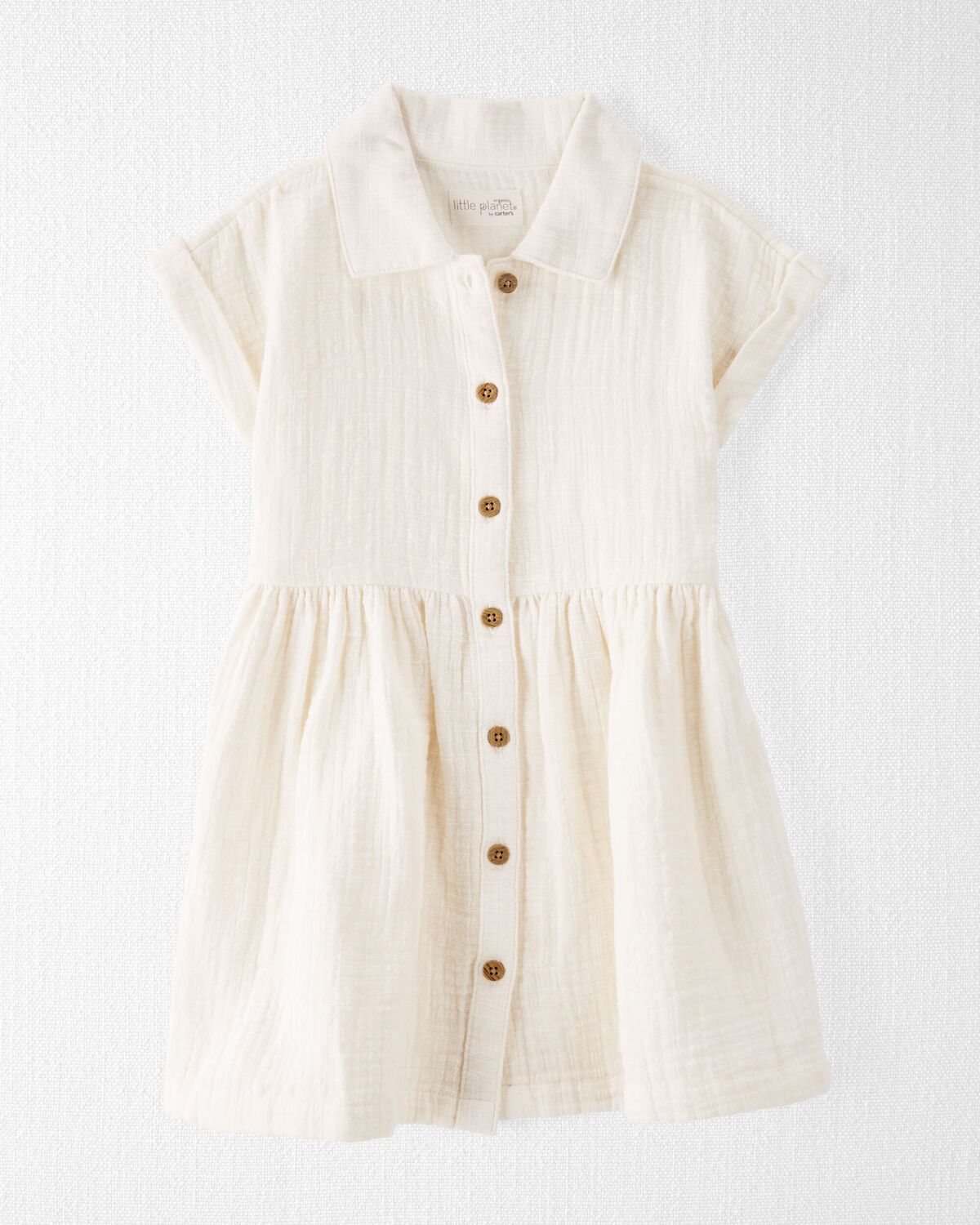 Toddler Organic Cotton Button-Front Dress in Cream | Carter's