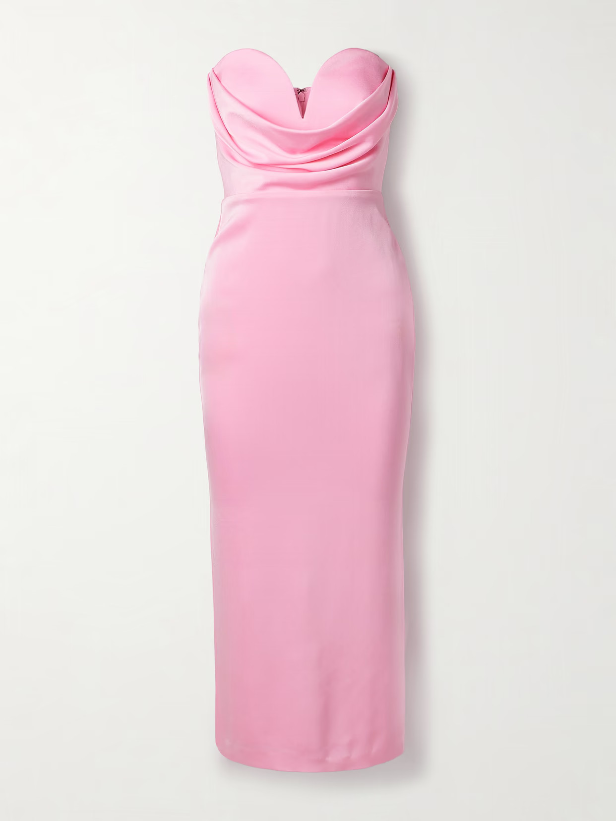 Alex Perry - Strapless Draped Satin-crepe Midi Dress - Pink | NET-A-PORTER (US)