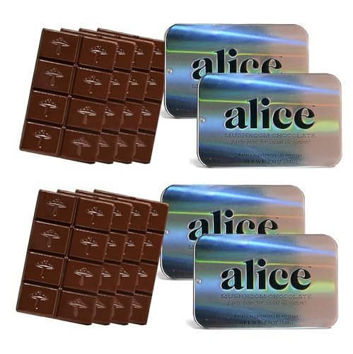 Alice Mushrooms Party Trick | Functional Mushroom Chocolate for Social Enjoyment | Cordyceps, Kanna & Nootropics for Shared Experiences - 4 Pack | Amazon (US)