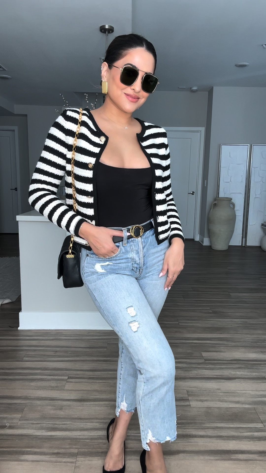 GRWM: Styling Stripes + Denim💫

#outfitinspo #fashion #styletips #outfitideas #grwm #fashionstyle #styling #todaysoutfit #todayslook #fallfashion 

Outfit Breakdown:
You can shop my outfit on my story & in my linktree bio under “shop my instagram feed.” Ill also be adding the links to my “shop links 12” highlight after xo

Outfit Details:
sweater — @express 
pants — @revolve x @grlfrnd 
bodysuit — @prettylittlething 
shoes — @schutz 
earrings + belt — @aureum.collective 
bag — @chanelofficial 
perfume — @ysl x @yslbeauty 
sunnies — @amaviieyewear

#LTKfindsunder50 #LTKstyletip #LTKbeauty