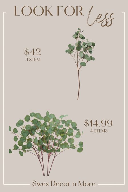 Daily look for less! 1 eucalyptus stem versus 4 for these prices! 

McGee and Co, Amazon home, faux stems, faux branches, fall decor  

#LTKunder50 #LTKhome #LTKSeasonal