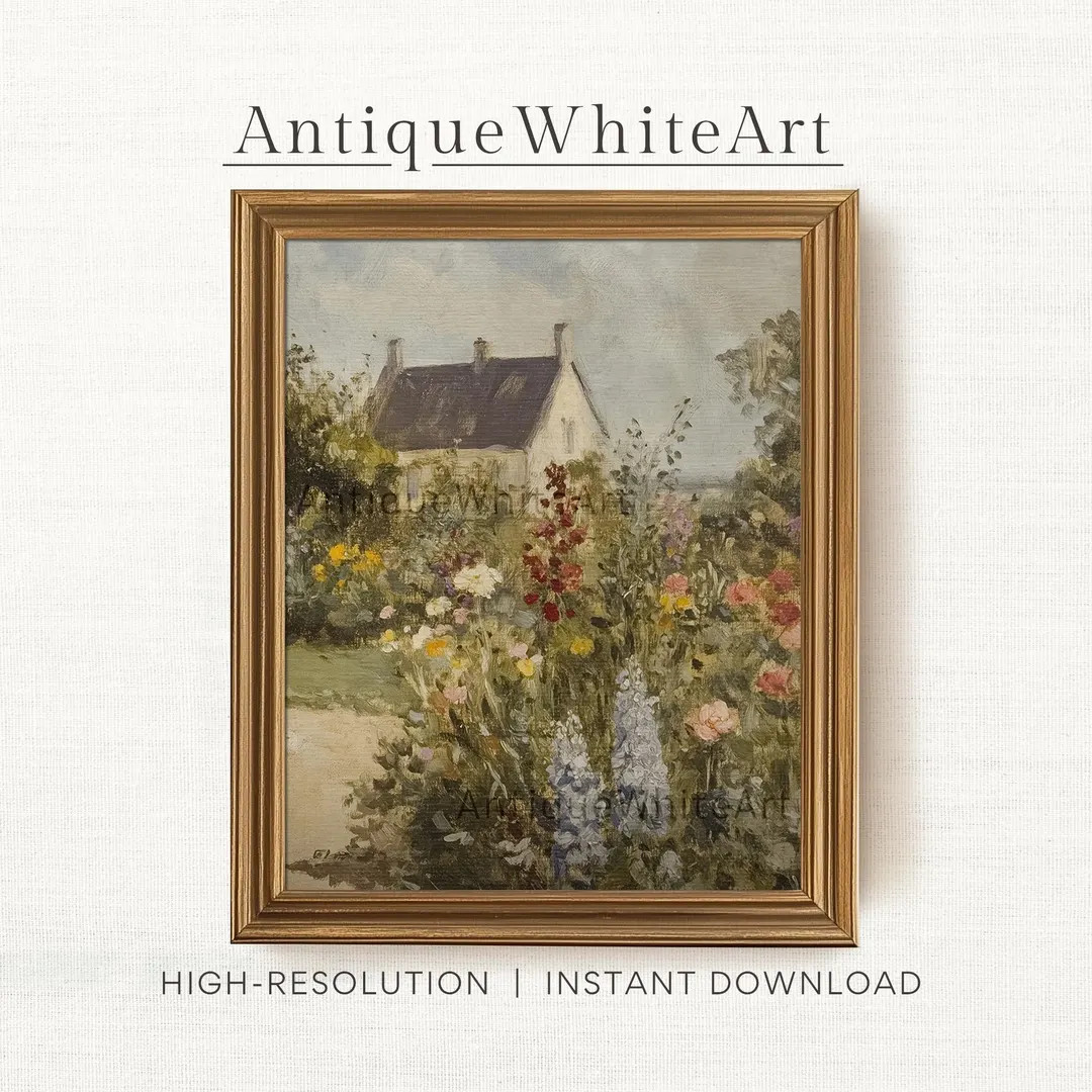 Printable Cottage Garden Wall Art, Spring Landscape Painting Print, Cottagecore Wall Art Decor, F... | Etsy (US)