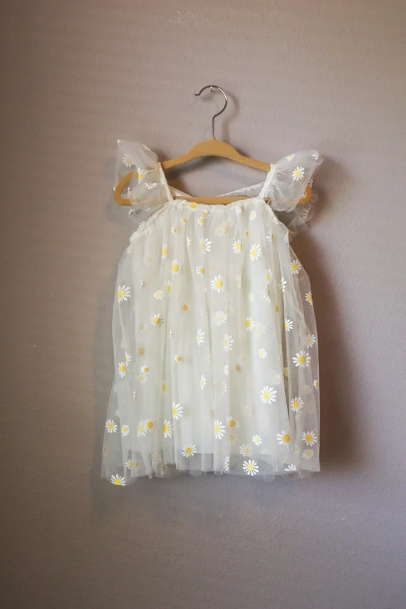 Cream Daisy Tulle Birthday Dress Ivory Milestone Dress - Etsy | Etsy (US)