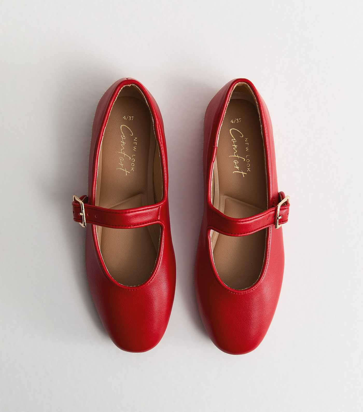 Bright Red Faux Leather Mary Jane Ballet Pumps | New Look | New Look (UK)