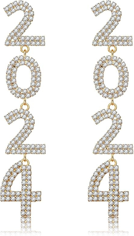 Happy New Year Earrings for Women Beaded Champagne Bottle Glass Earrings Handmade New Year’s Ev... | Amazon (US)