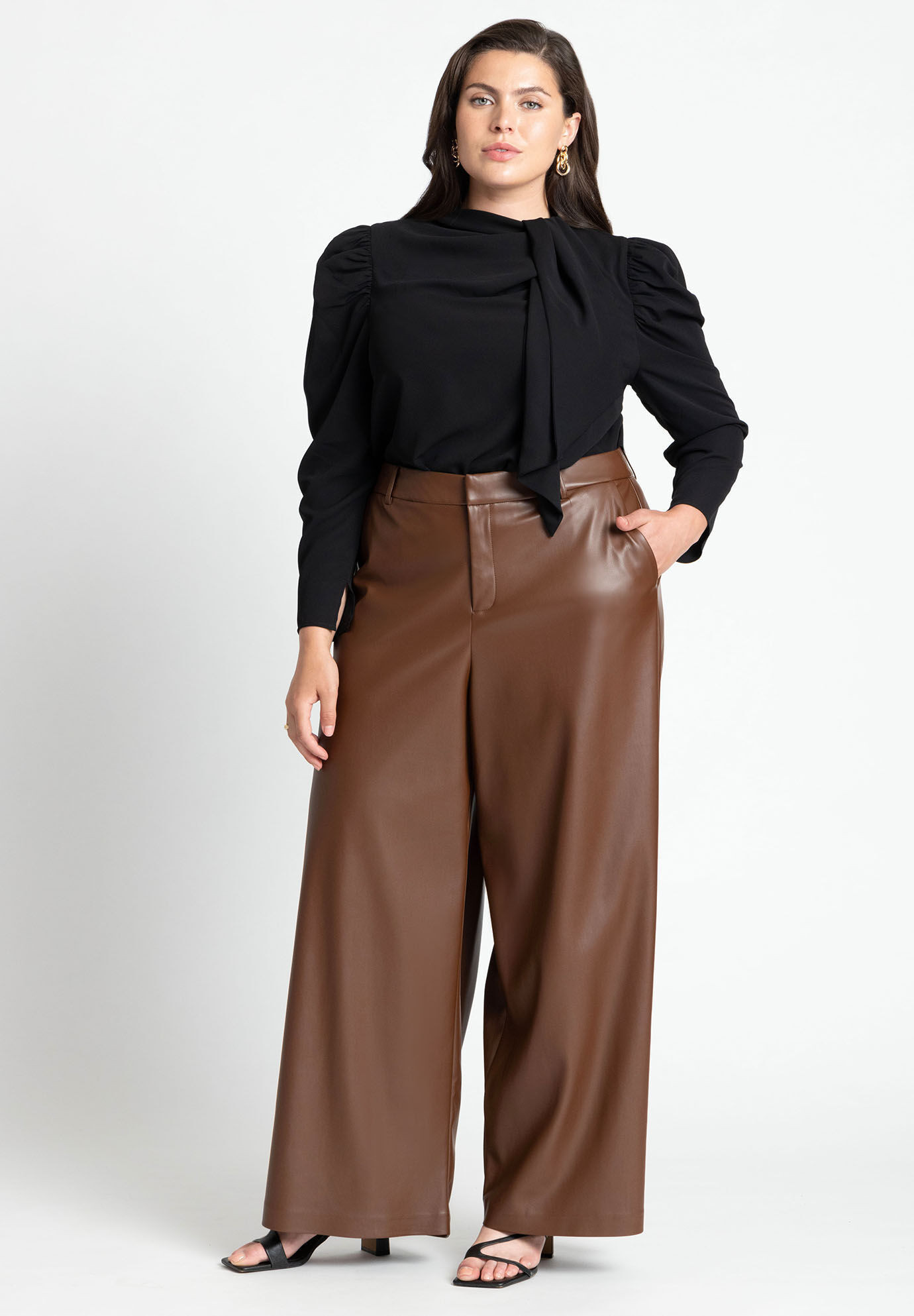 Wide Leg Faux Leather Pant | Eloquii
