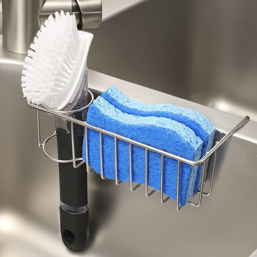 AOZITA 2-in-1 Sink Caddy, Sponge Brush Holder for Kitchen Sink - Small In Sink Dish Sponge Caddy,... | Amazon (US)