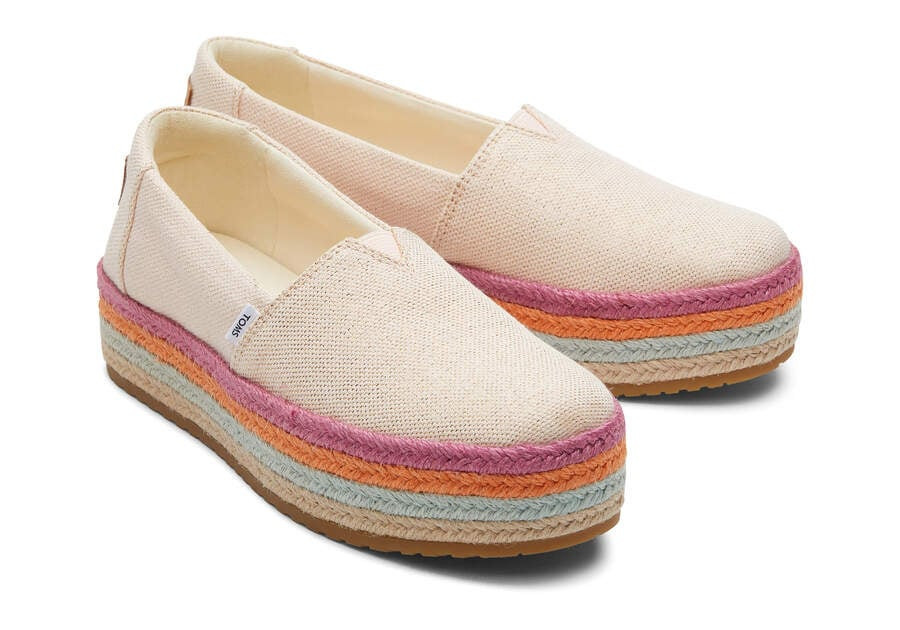 Women's Tan Metallic Valencia Platform Espadrille Slip On | TOMS | TOMS (US)