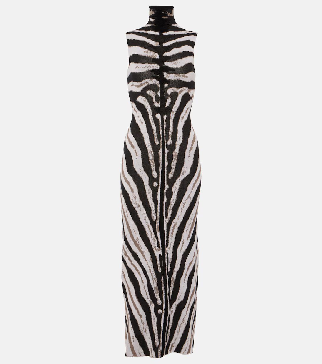 Zebra-print high-neck midi dress | Mytheresa (US/CA)