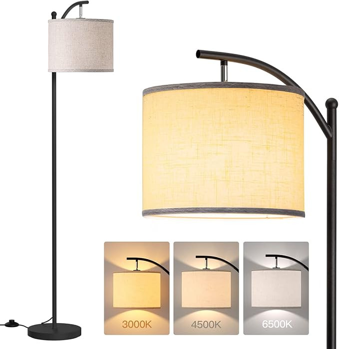 addlon Floor Lamp with 3CCT LED Bulb, Lamp for Living Room with Beige Linen Lamp Shade, Modern St... | Amazon (US)