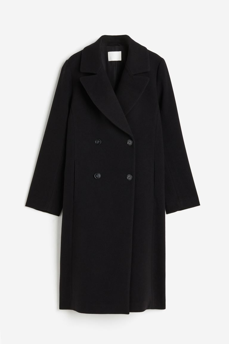 Double-breasted coat - Black - Ladies | H&M GB | H&M (UK, MY, IN, SG, PH, TW, HK)