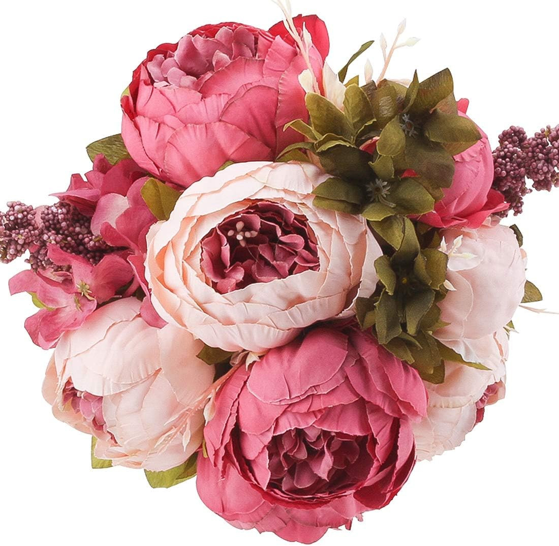 Flojery Silk Peony Bouquet Vintage Artificial Peonies Flower for Home Wedding Party Decor (1pcs, ... | Amazon (US)