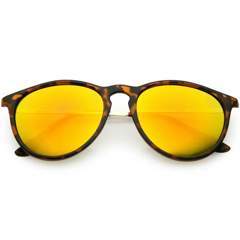 sunglassLA Unisex Modern Horn Rimmed Sunglasses Metal Arms Round Mirrored Lens 52mm (Matte Tortoi... | Walmart (US)