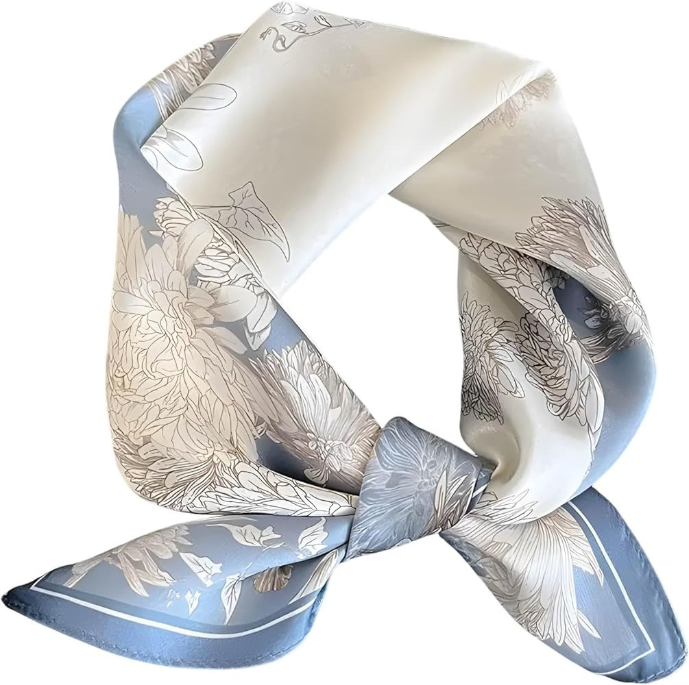 100% Mulberry Silk Scarf for Women Hair Lightweight Square Neckerchief Wrap For Head Scarves 21" | Amazon (US)