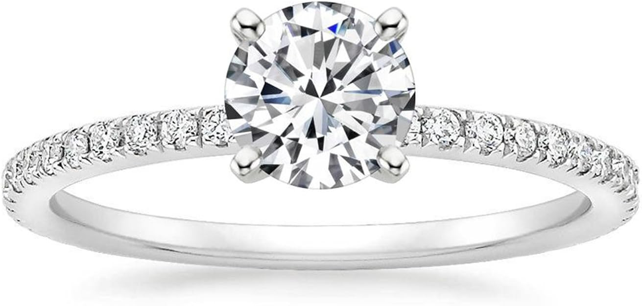 Lemon Grass 1 Ct Halo Solitaire Cubic Zirconia Promise Engagement Ring 925 Sterling Silver Ring S... | Amazon (US)