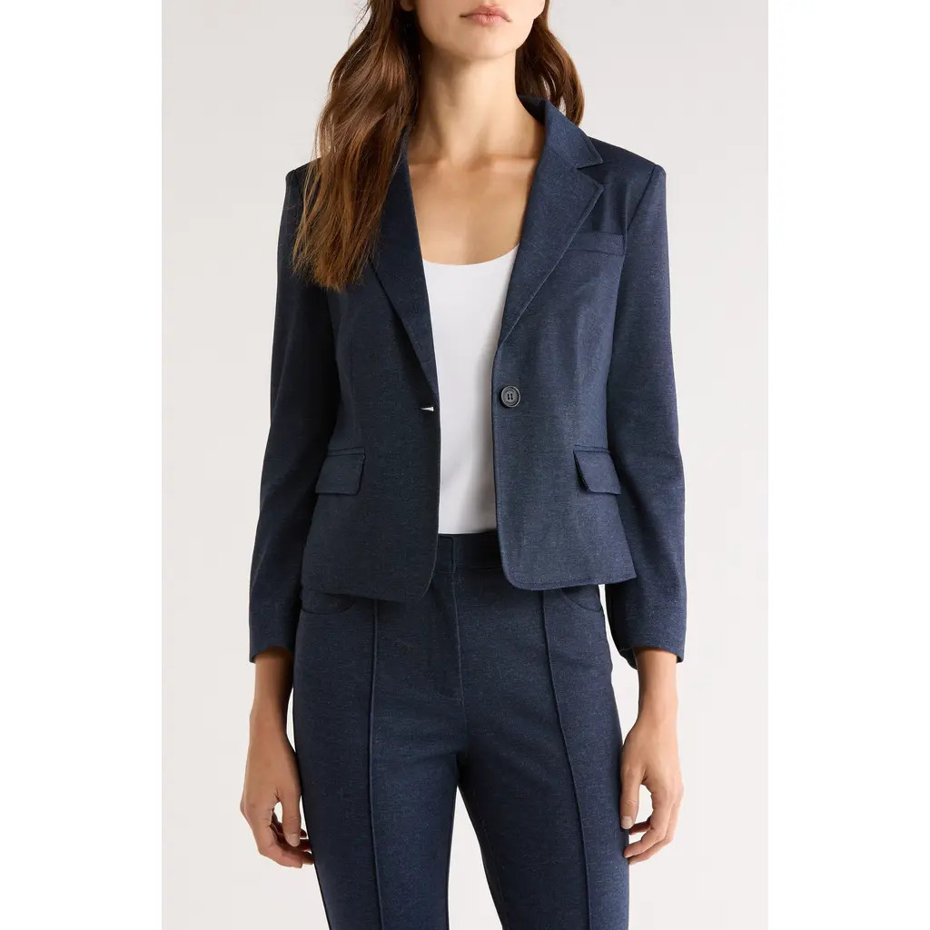 Halogen Easy single-breasted blazer in indigo navy