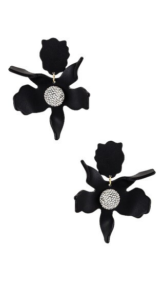 Crystal Lily Pierced Earrings in Jet | Revolve Clothing (Global)