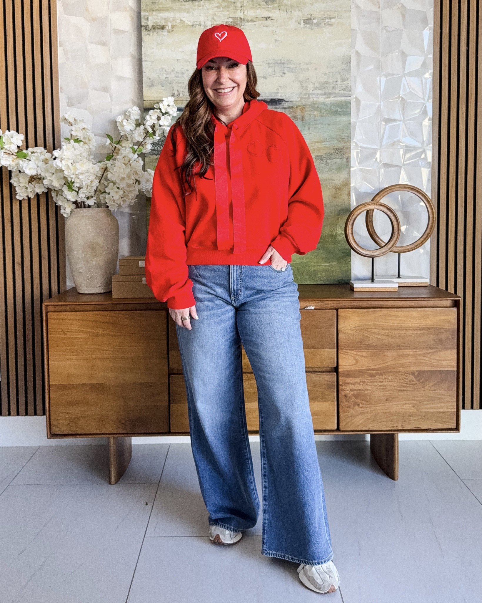 Red Valentines Hoodie Casual Outfit from Loft | Wearing hoodie tts, L // Jeans tts, 12 

 

#LTKValentine #LTKOver40 #LTKMidsize