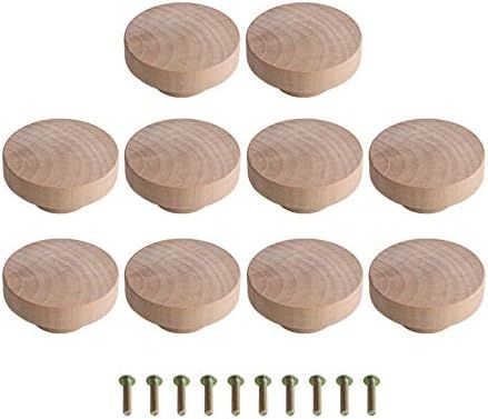 RDEXP Home Accessory 50x25mm Wooden Hardware Round Pull Knobs for Cabinet Drawer Cupboard Cabinet... | Amazon (US)