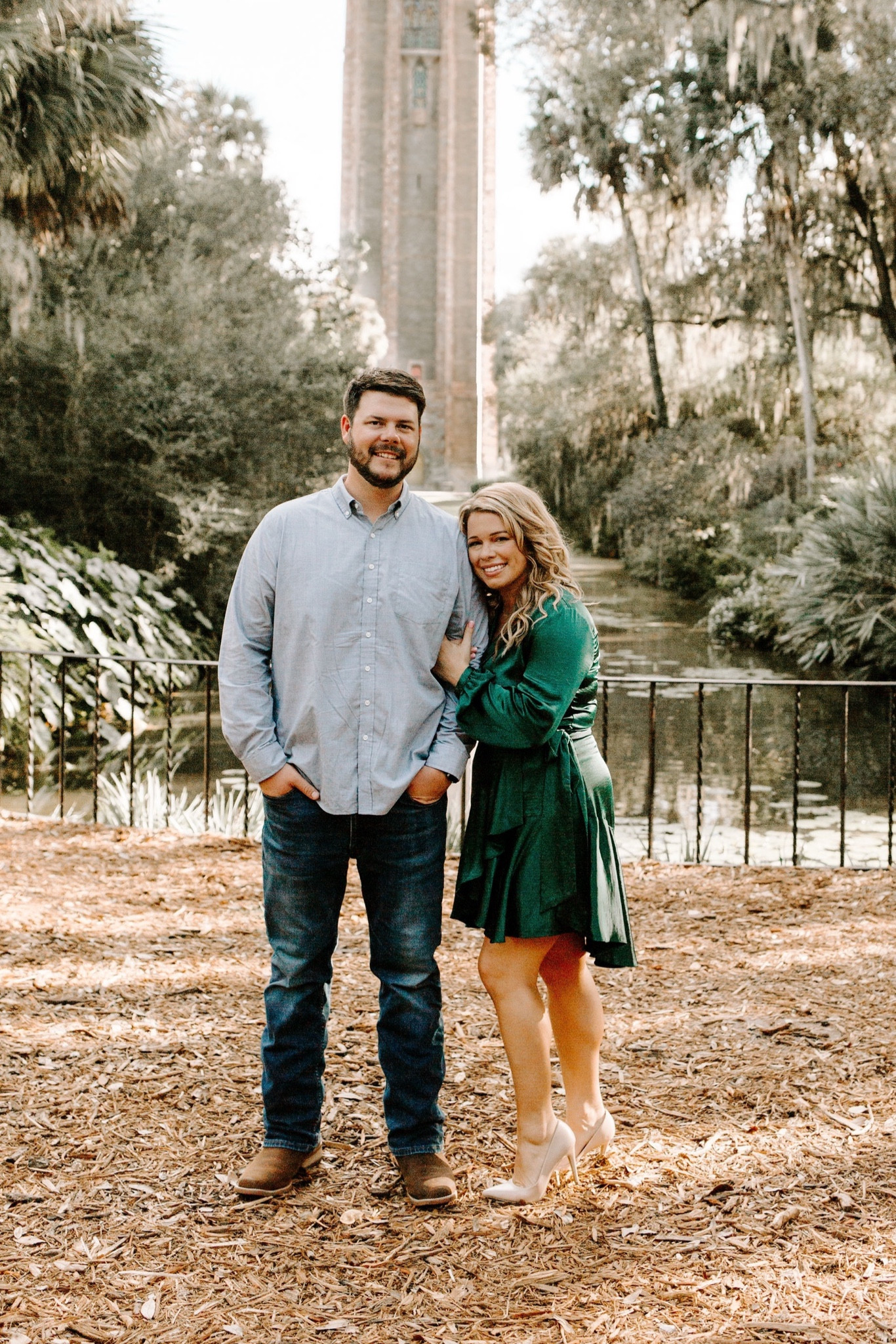 Engagement photos at Bok Tower Gardens. I love this place just north of Tampa and close to Orlando Florida. I also loved this green satin dress for the photos.

#LTKStyleTip #LTKWedding #LTKMidsize