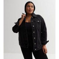 Curves Black Denim Oversized Jacket New Look | New Look (UK)