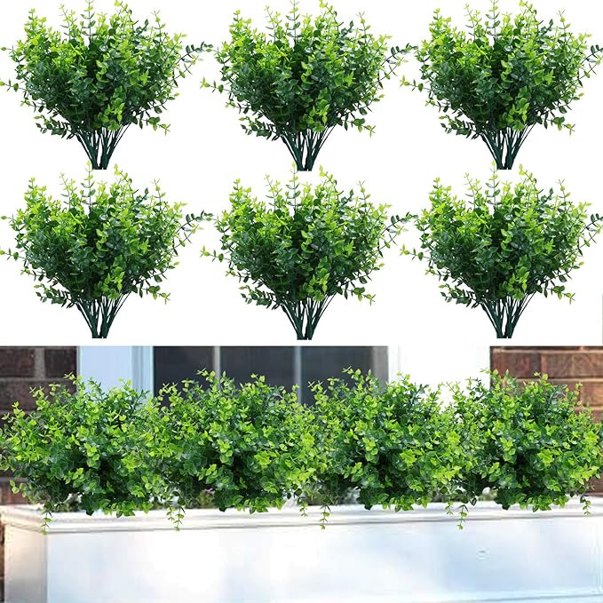 summer flower 10 Pack Artificial Boxwood Stems for Outdoors Unfading in The Sun Plastic Faux Plan... | Amazon (US)