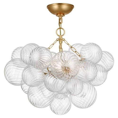 Visual Comfort Talia Modern Gild Metal Swirled Glass Semi Flush Mount - Small | Kathy Kuo Home