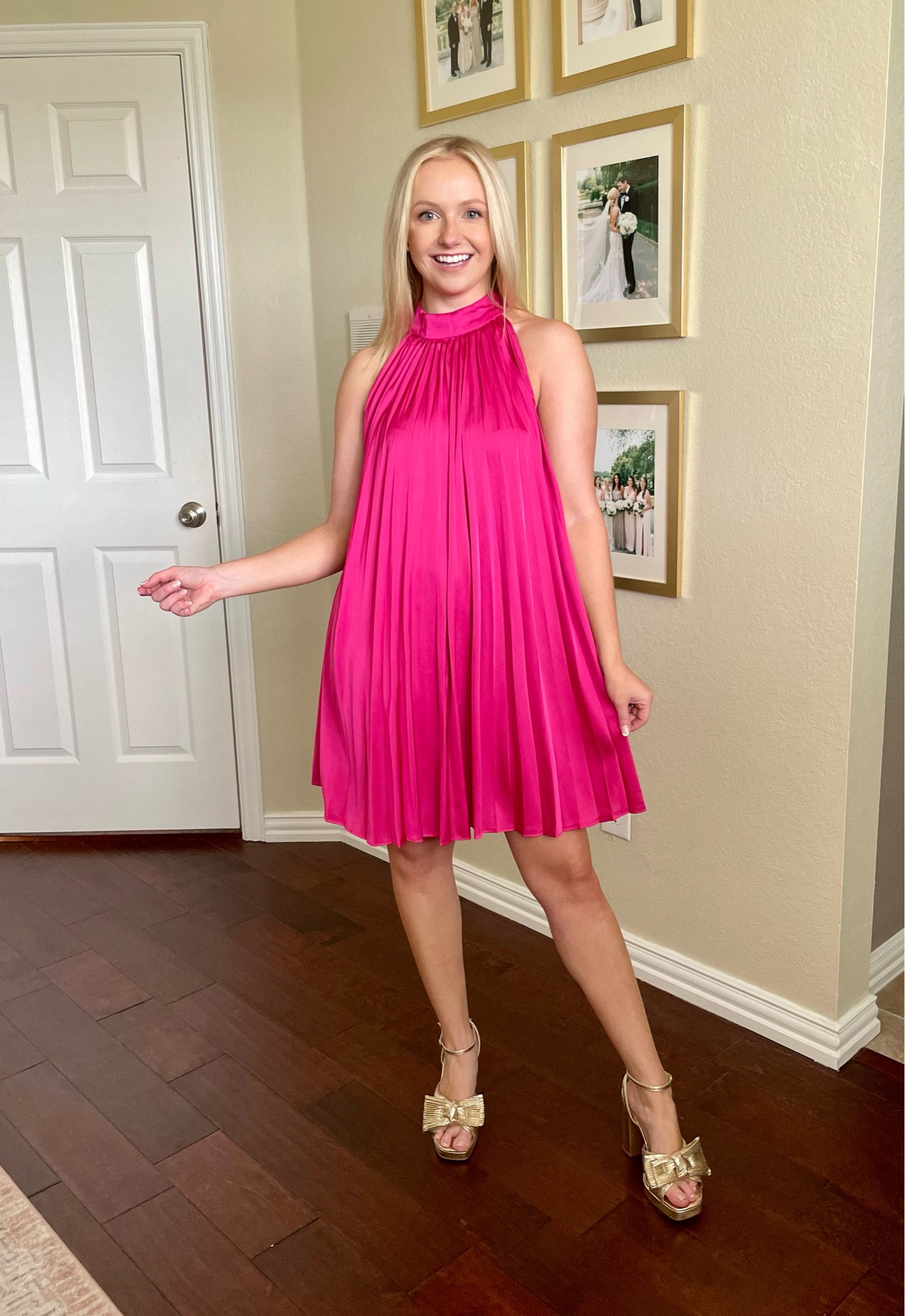 Wearing an XS | pink dress, pleated dress, formal dress, wedding guest dress 

#LTKstyletip #LTKSeasonal #LTKunder100