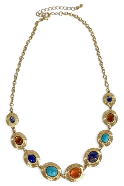 Simply Chic Worn Gold and Multi Mini Statement Necklace | The Willow Tree