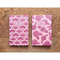 Rainbows & Retro Flora, Floral Pocket Notebook Sets, Set Of 2 Notebooks, 48 Lined Sheets | Etsy (US)