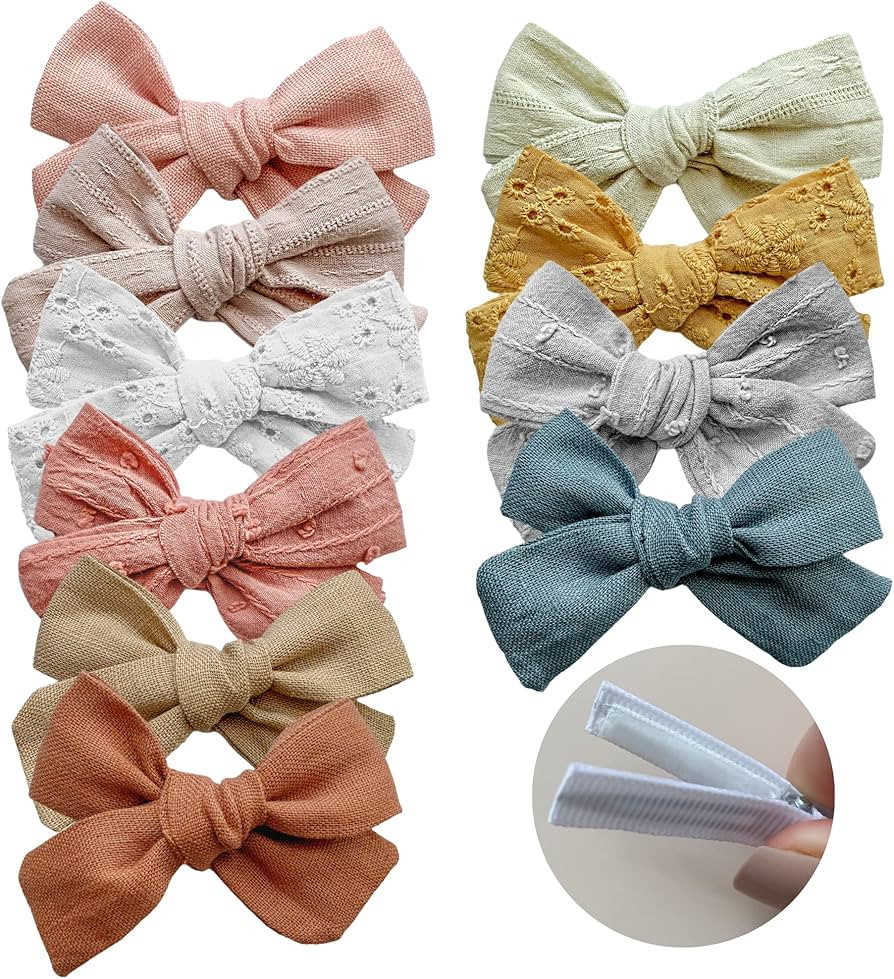 Mai Bebe Hair Bow Clips - 10pc Girls Hair Bows - Fully Lined with Non-Slip Grip - Bows for Toddle... | Amazon (US)