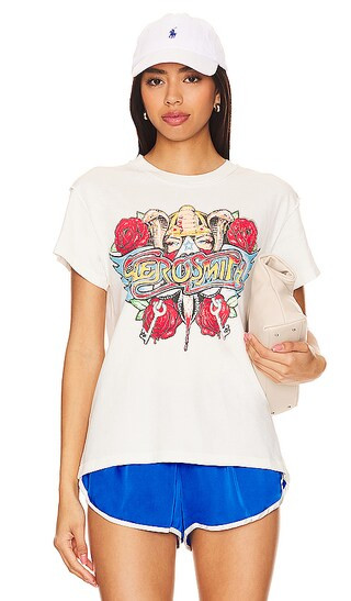 Aerosmith Permanent Vacation Reverse Tee in Vintage White | Revolve Clothing (Global)