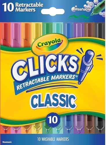 Crayola Clicks Retractable Tip Markers (10ct), Stocking Stuffers for Kids & Toddlers, Cone Tip Wa... | Amazon (US)