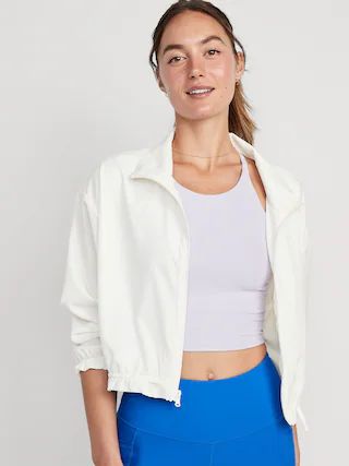 Water-Repellent Packable StretchTech Ruffle-Trimmed Zip-Front Jacket for Women | Old Navy (US)