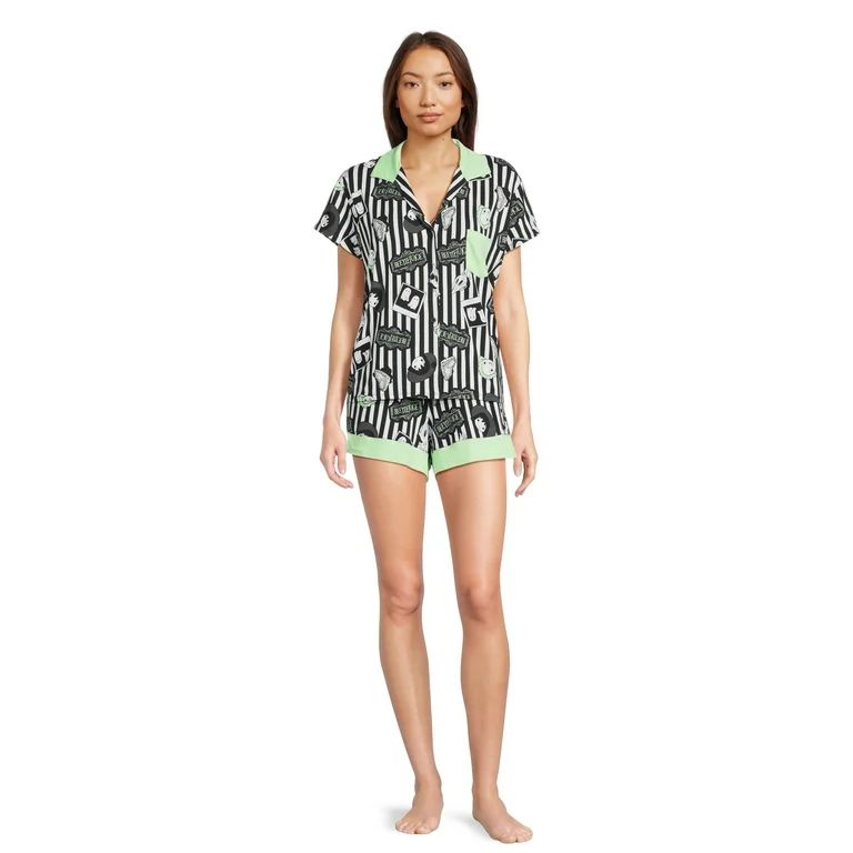 Warner Bros Beetlejuice Women's Top and Shorts Pajama Set, 2-Piece, Sizes XS-3X - Walmart.com | Walmart (US)