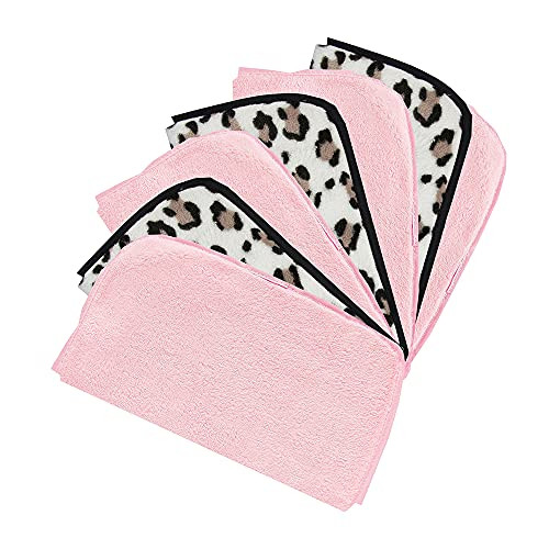 The Vintage Cosmetic Company 7 Day Dual-Sided Make-up Removing Cloths, Face Cloths Soft on Skin, Gentle Face Exfoliation, Machine Washable, Pink and Leopard Print, Pack of 7 | Amazon (US)