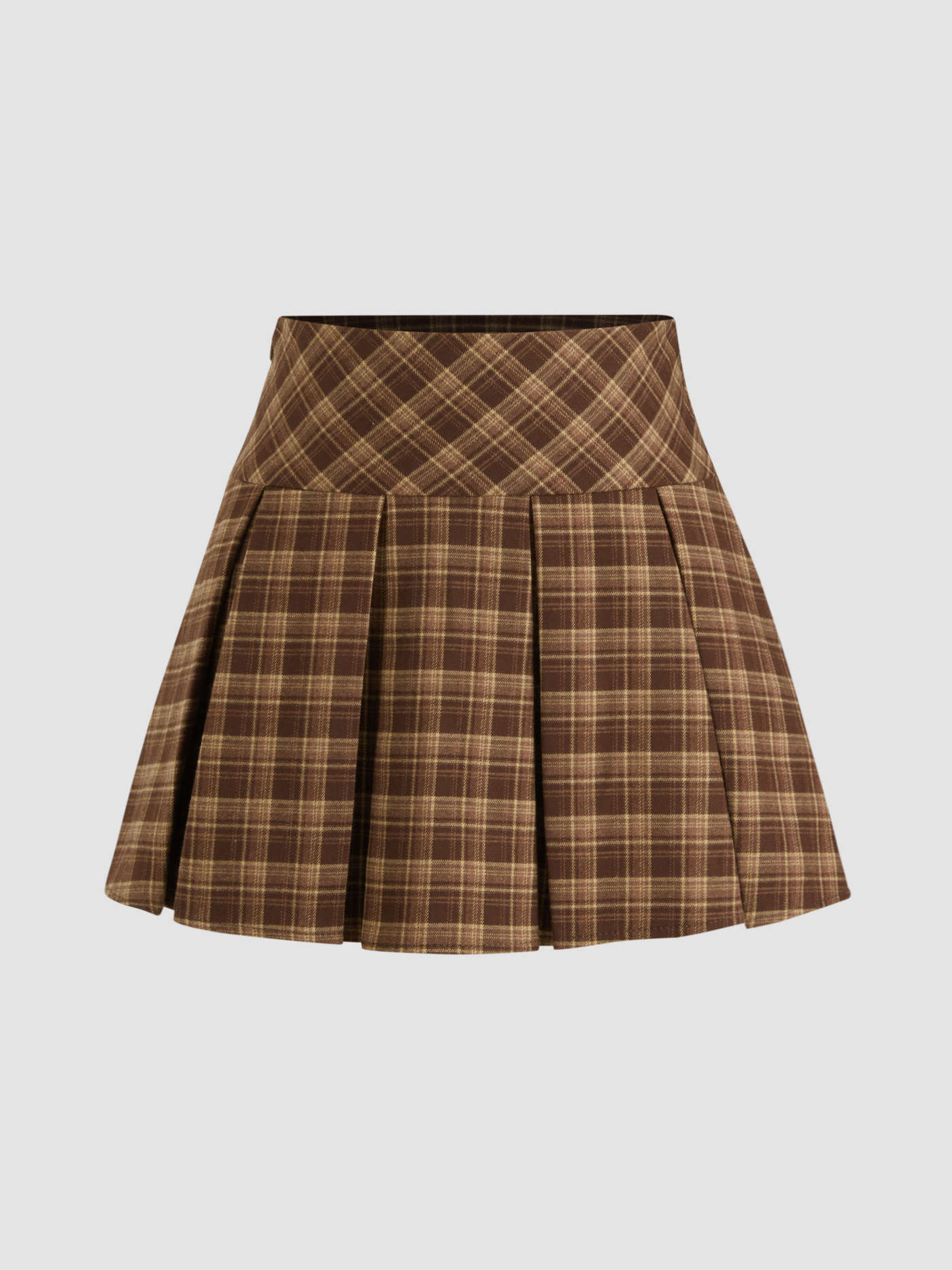 High Rise Check Pleated Skort | Cider