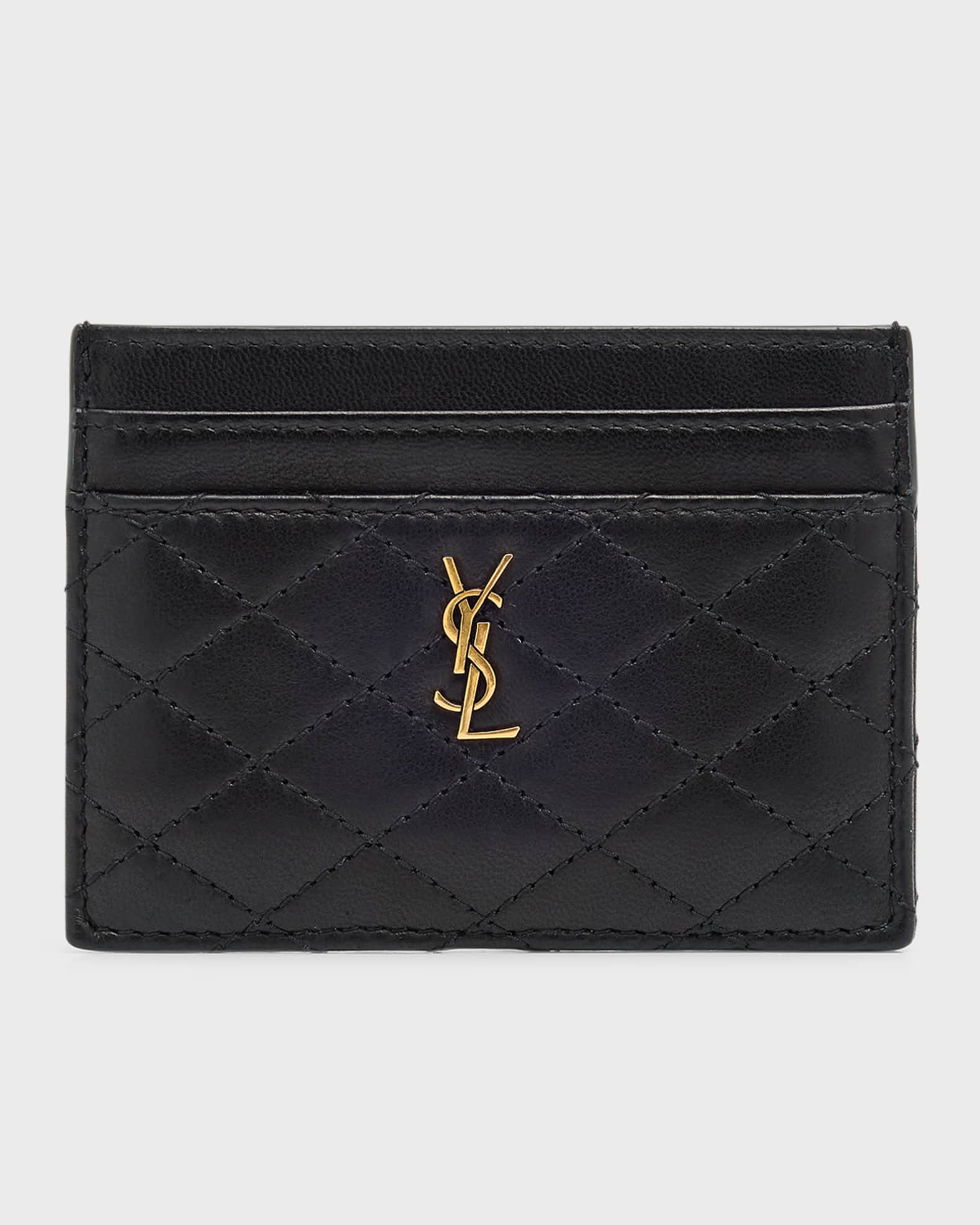 YSL Quilted Leather Card Holder | Neiman Marcus