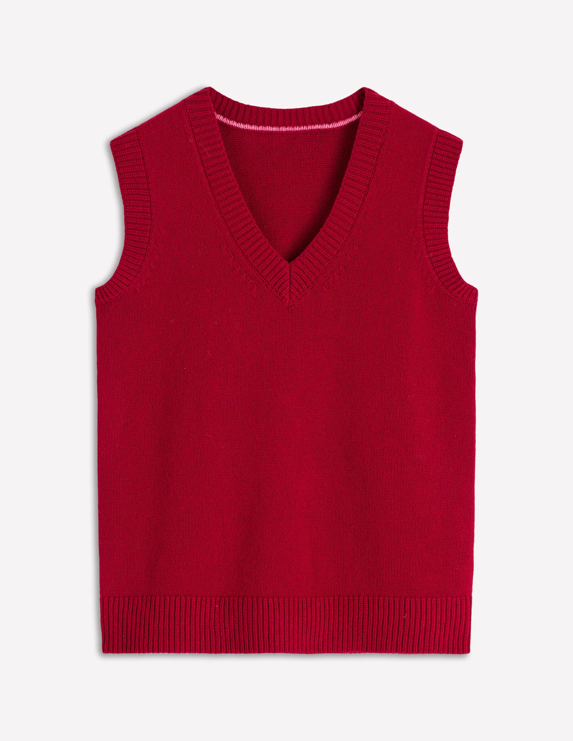Marion Merino V-Neck Vest-Crimson Red | Boden (US)