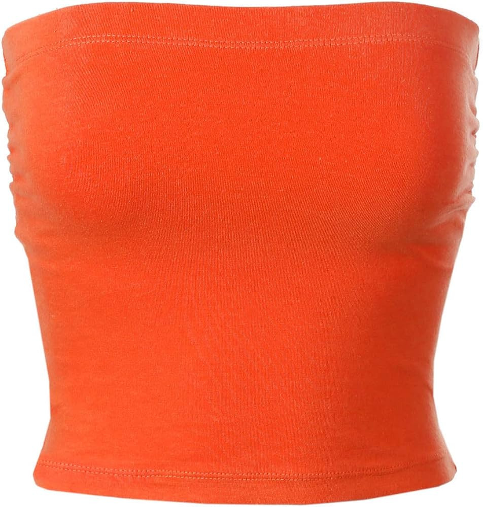 MixMatchy Women's Solid Casual Summer Ruched Side Double Layered Tube Top with Cotton Shelf Bra | Amazon (US)