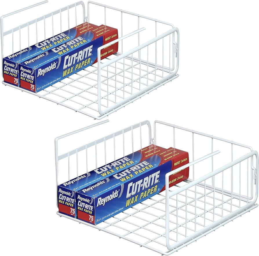 2 Pack - SimpleHouseware Under Shelf Basket, White | Amazon (US)